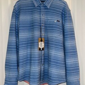 Chubbies Men’s Long-Sleeve Button Shirt Medium Blue Stripe – New w/ Tags